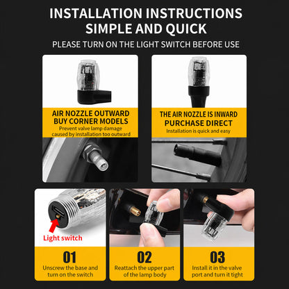 💡Tire lights for cars – LED lights for rims with lighting in the valve head