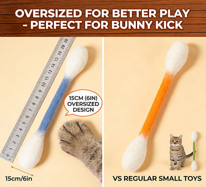 🐾Giant catnip toy with cotton swab (15 cm) – Handmade, durable, safe and fun.