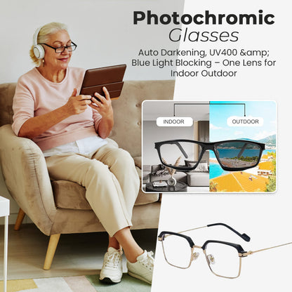 👓Photochromic Glasses – Auto Darkening, UV400 Blue Light Blocking