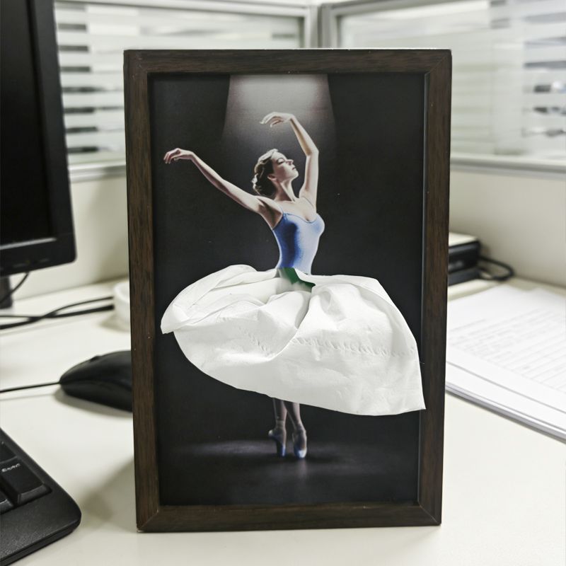 50% OFF - Solid Walnut Wooden Ballet Girl Paper Tray / Natural Wooden Napkin Holder