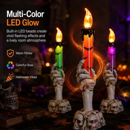 🎃 Last Day 50% OFF - Halloween Skeleton Skull Hand LED Glitter Candle Light Set