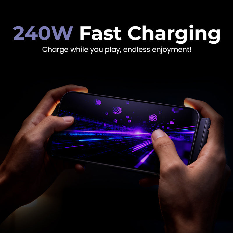 ⚡240 W hurtigladekabel med integrert usynlig stativ — innebygd telefonholder