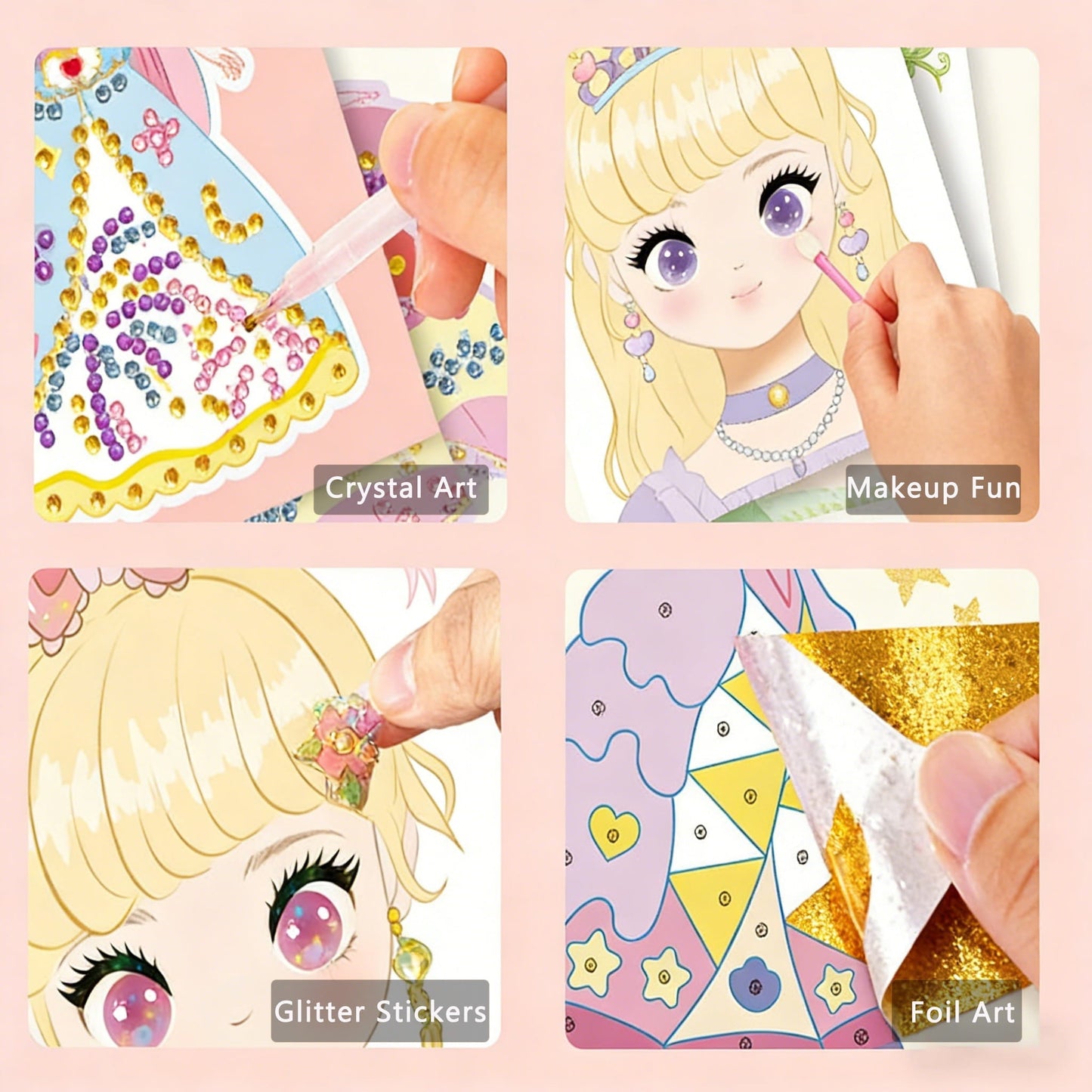 👸Princess DIY Craft Kit: Makeup, Diamond Art and Dress-U