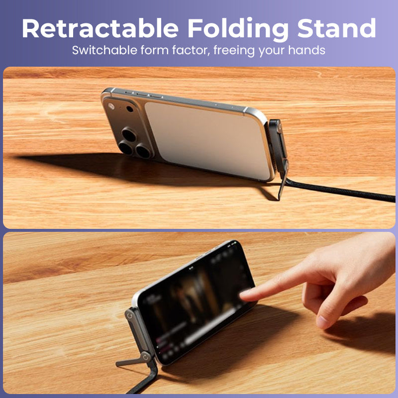 ⚡2-in-1 Invisible Holder Charger Cable – 240W Fast Charging Cord with Built-In Phone Stand