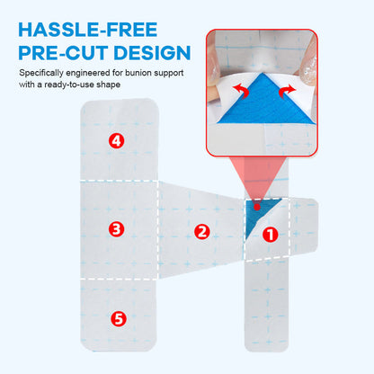 Pre-cut kinesiology tape for hallux valgu