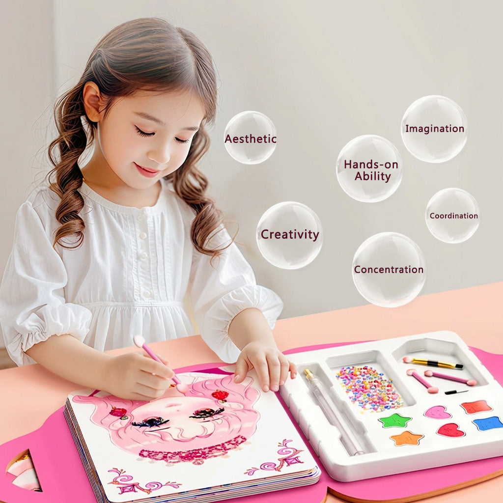 👸Princess DIY Craft Kit: Makeup, Diamond Art and Dress-U
