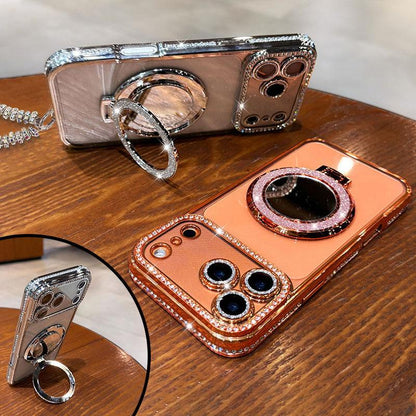 Women's Phone Case with Mirror and Stand for iPhone 12/13/14/15/16/17 Pro Max, 17Air, 14/15/16 Plus