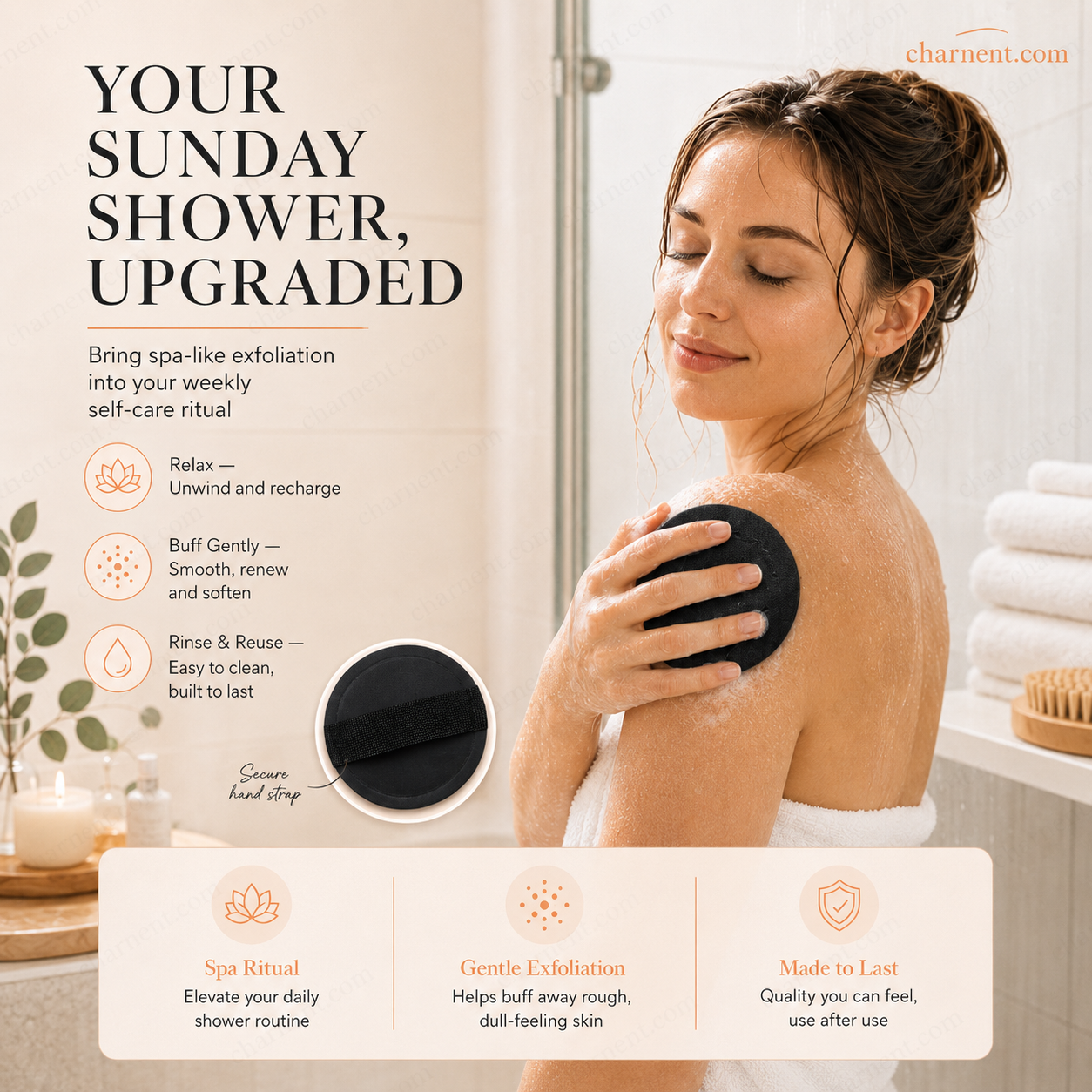 🚿🧽 Soft rubber bath brush—gently and effectively removes dead skin cells; suitable for cleansing all skin types.