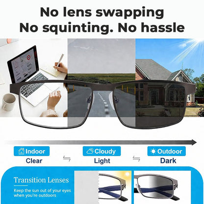 👓Photochromic Glasses – Auto Darkening, UV400 Blue Light Blocking