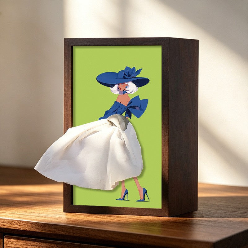50% OFF - Solid Walnut Wooden Ballet Girl Paper Tray / Natural Wooden Napkin Holder