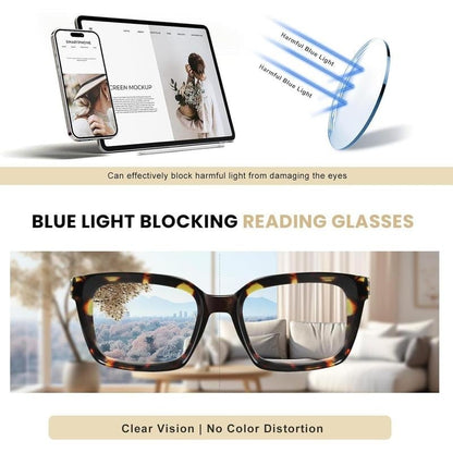 🔥Special offer – ✨👓Tortoiseshell reading glasses – Oversized, square glasses with blue light filter