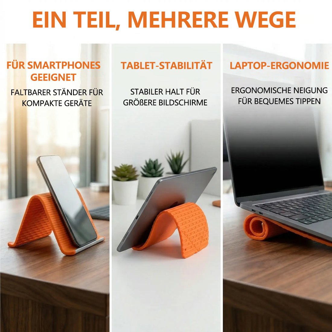 A flexible phone holder made of memory metal and silicone—bendable, rollable, and foldable.