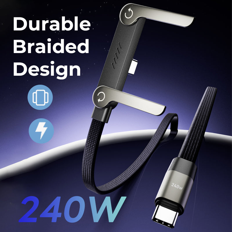 ⚡2-in-1 Invisible Holder Charger Cable – 240W Fast Charging Cord with Built-In Phone Stand