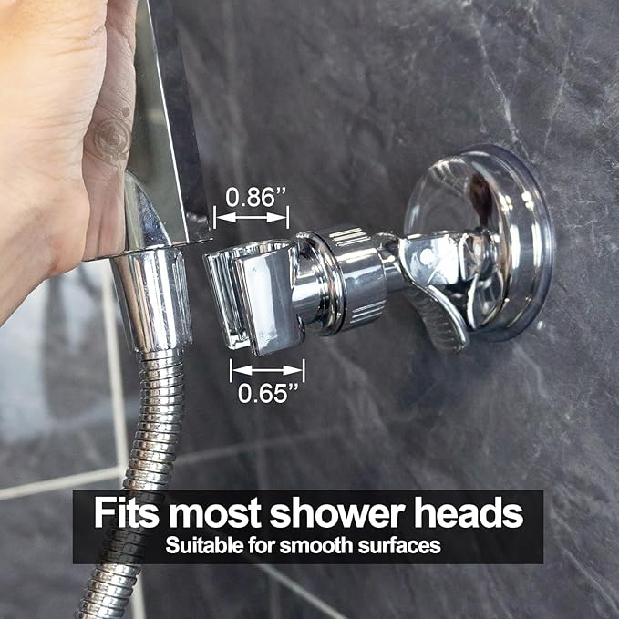 Adjustable shower head holder - Detachable shower head holder with suction cup - Drill-free shower head holde