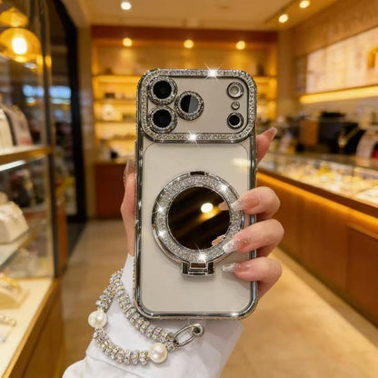 Women's Phone Case with Mirror and Stand for iPhone 12/13/14/15/16/17 Pro Max, 17Air, 14/15/16 Plus