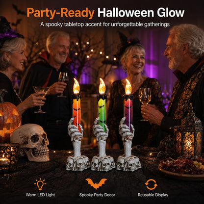 🎃 Last Day 50% OFF - Halloween Skeleton Skull Hand LED Glitter Candle Light Set
