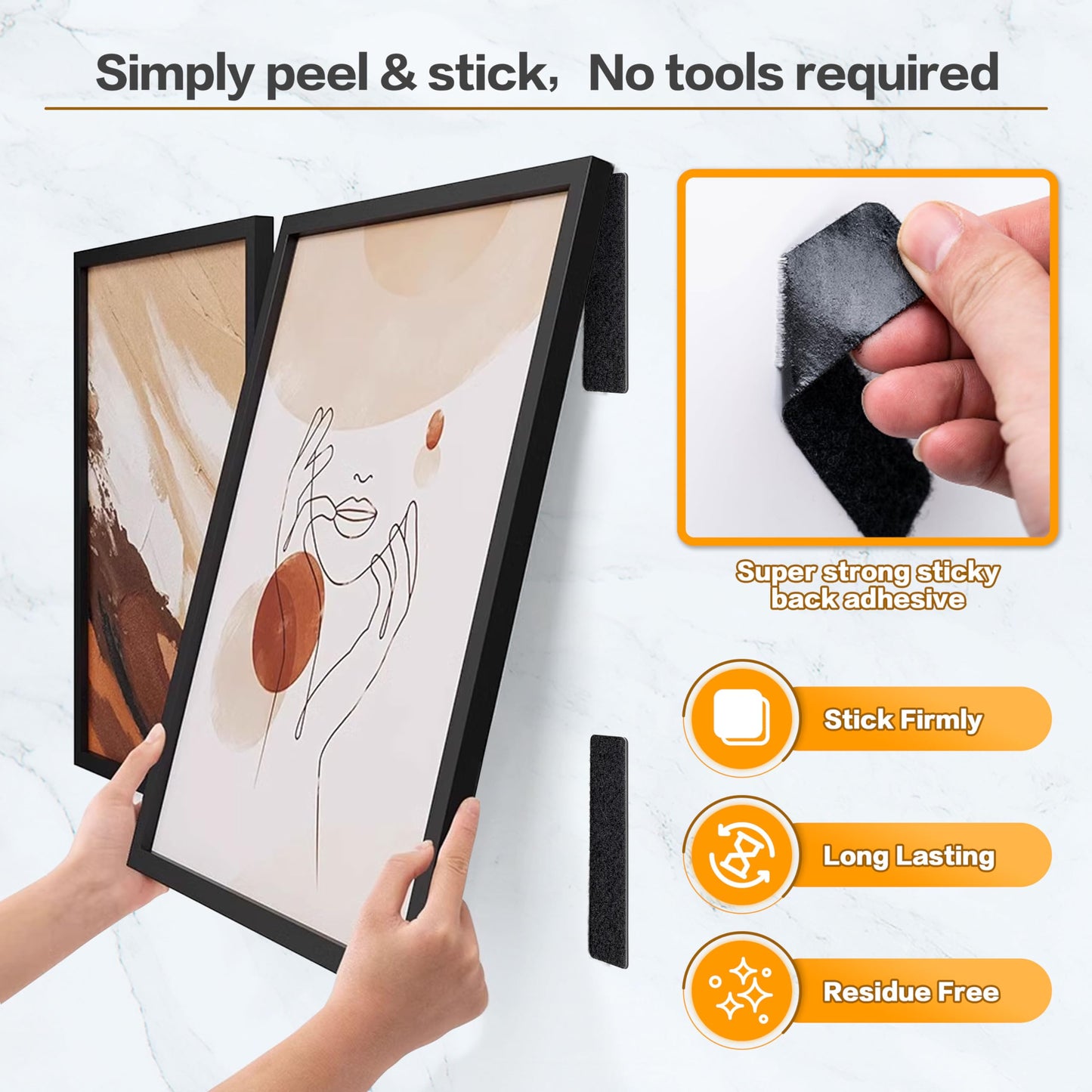 High-strength adhesive hook and loop strips