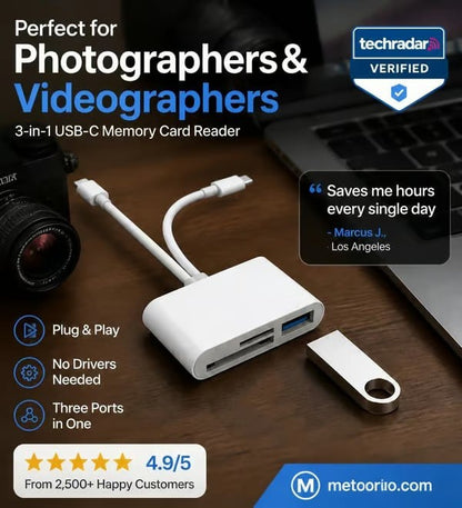 🏆3-in-1 USB-C Memory Card Reader