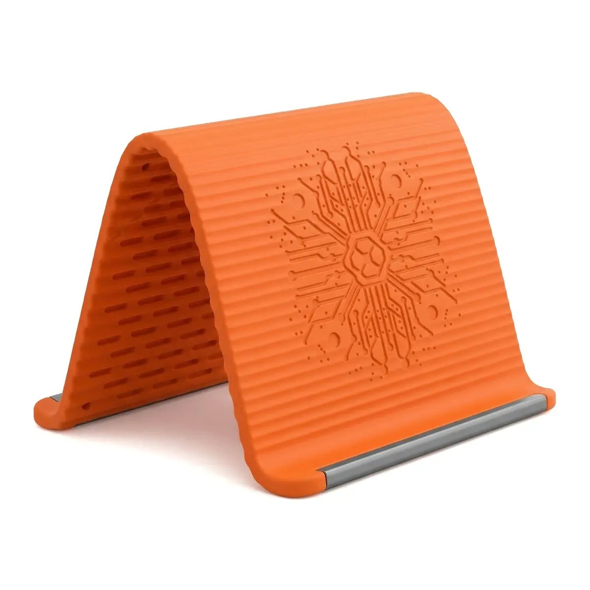 A flexible phone holder made of memory metal and silicone—bendable, rollable, and foldable.