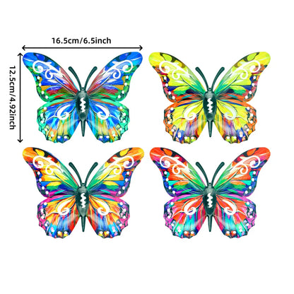 🦋4Pcs Butterfly Metal Wall Decor,Outdoor Hanging Wall Art Sculptures Decoration
