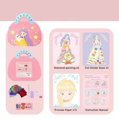 👸Princess DIY Craft Kit: Makeup, Diamond Art and Dress-U