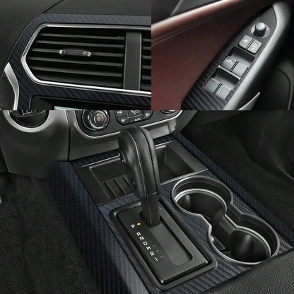 Car door protective film—scratch-resistant and impact-resistant 3D carbon fiber textured vinyl film with self-adhesive backing.