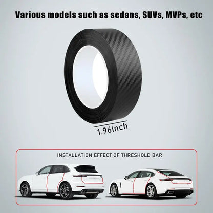 Car door protective film—scratch-resistant and impact-resistant 3D carbon fiber textured vinyl film with self-adhesive backing.