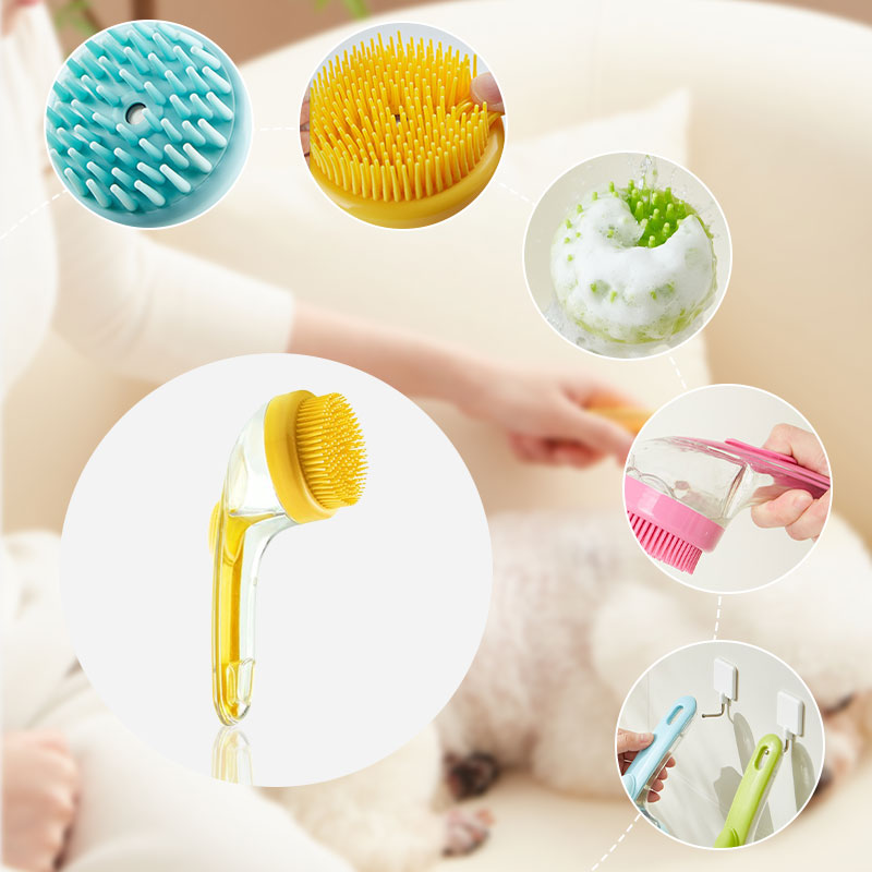 🔥🐶Pet bath brush with long handle and shampoo dispenser🌿