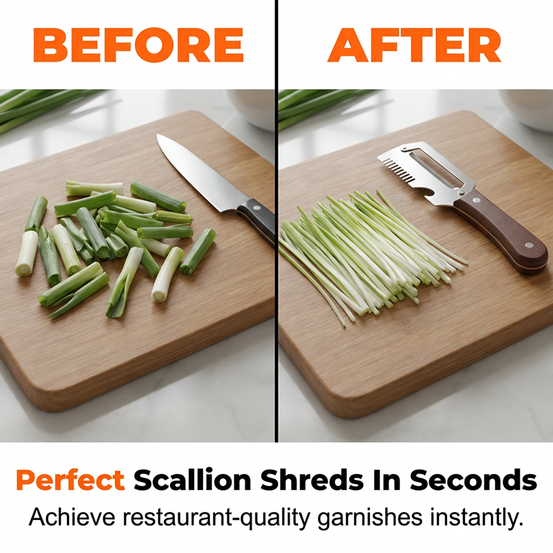 🔥3-in-1 Scallion Shredder & Peeler Kitchen Tool