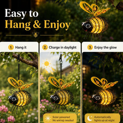 📢📢40% OFF !! ⏰🐝 Solar Powered Hanging Bee Garden Light
